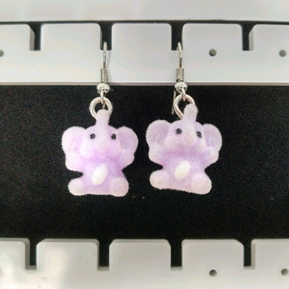 Claire's Other - Claire's Fuzzy Purple Elephants Drop Earrings
